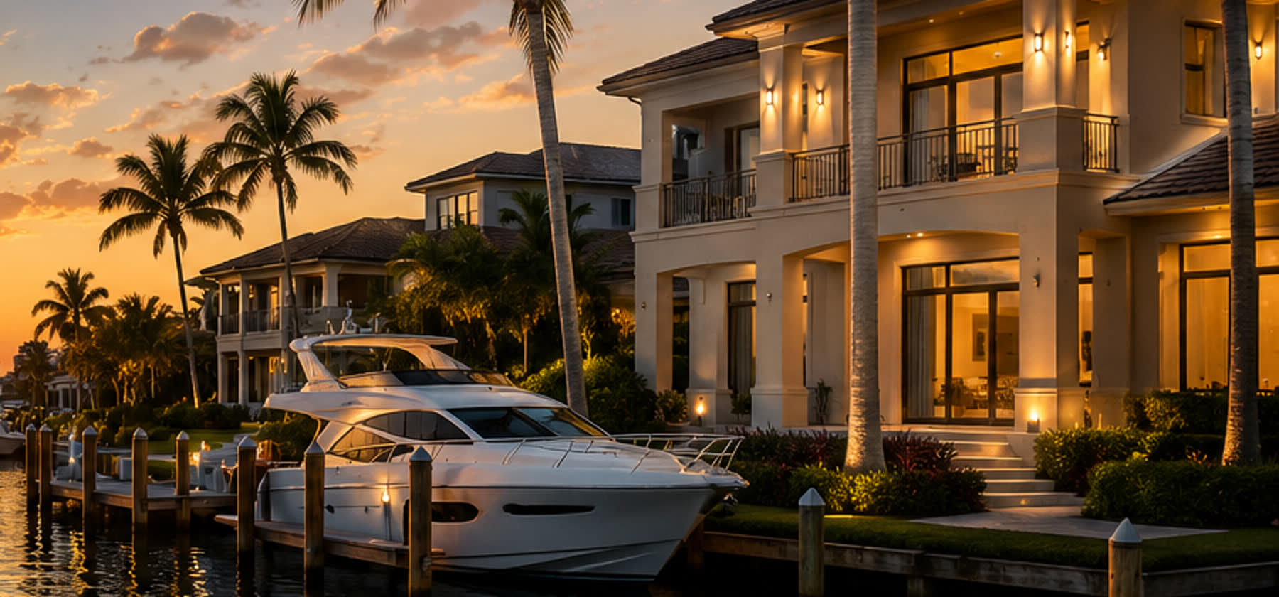 Southwest Florida waterfront at sunset